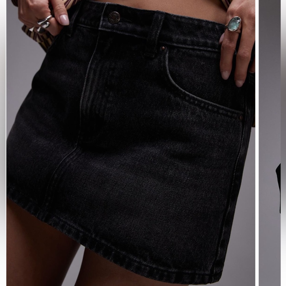 Topshop Black denim mini skirt